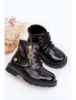 Dětské lakované botky na zip černé model 21641016 - EVENTO Dětské lakované botky na zip černé model 21641016 - EVENTO