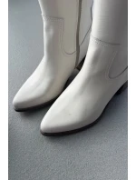 Kožené  Kolena Na Podpatku Bílé Zazoo model 21682140 - Boto