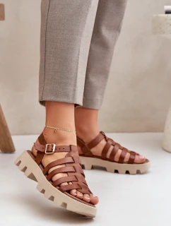 Kožené Dámské Sandály Zazoo model 21682178 Camel - Boto