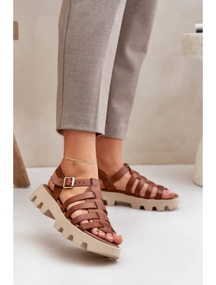 Skórzane Sandały Damskie Zazoo 3695 Camel Skórzane Sandały Damskie Zazoo 3695 Camel