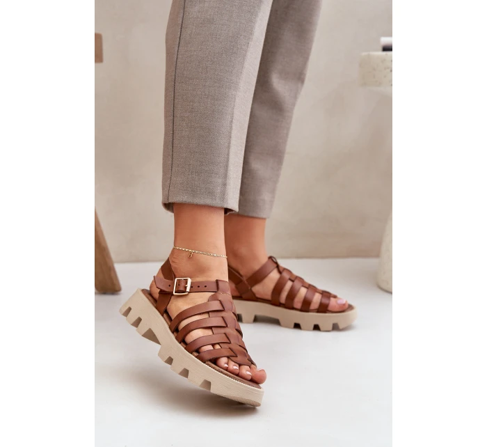 Skórzane Sandały Damskie Zazoo 3695 Camel Skórzane Sandały Damskie Zazoo 3695 Camel