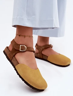 Kožené Semišové Dámské Sandály S Uzavřenými Prsty Maciejka H7365-07 Žluté