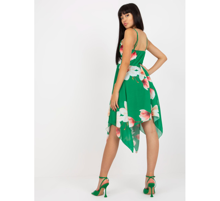 Zelené zavinovacie šaty s kvetinovými ramienkami