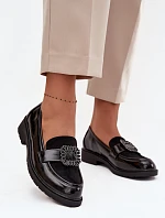 Lakované dámske mokasíny HY52-546 black - S.Barski