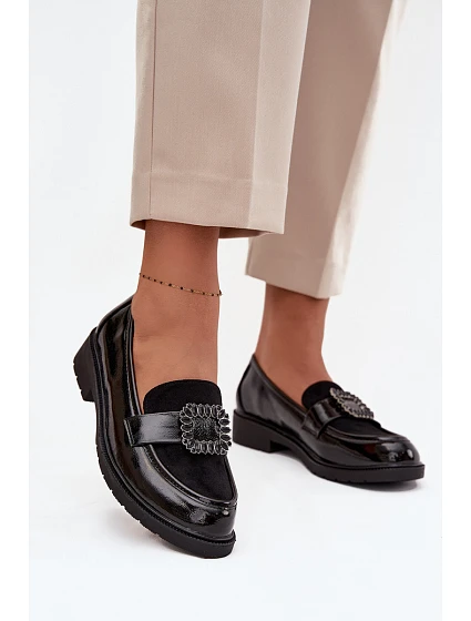 Lakované dámske mokasíny HY52-546 black - S.Barski