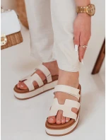 Dámské žabky na suchý zip beige Dstreet model 21987010 - FashionStreet