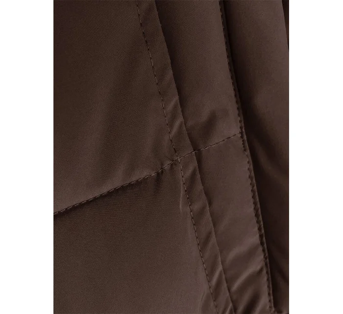 Hnedá dámska zimná bunda s kožušinovou podšívkou (LHD-23063)