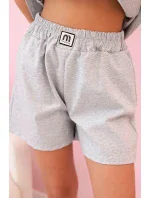 Dámska súprava s volánom - blúzka s krátkym rukávom a šortky s gumičkou Grey melier