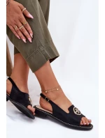 Dámské Sandály Na Plochém Podpatku S Ozdobou model 21698199 Černé - S.Barski