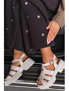 Dámske kožené sandále na platforme s vážkou Vinceza 79627 Beige
