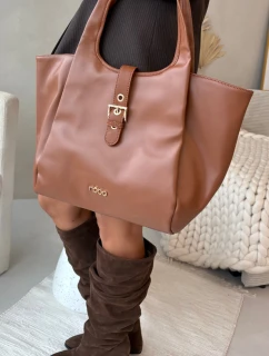 Dámska nákupná taška so sponou Nobo - svetlohnedá