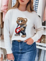 Dámský oversize svetr s medvídkem bílý Dstreet model 21986137 - FashionStreet