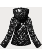 Lesklá čierna dámska bunda (BR9756-1)