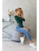 Blúzka s buffovými rukávmi zelená