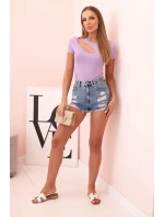 Dámske bavlnené body s výstrihom do V a volánom Fango