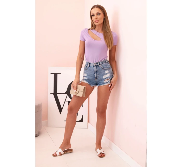 Dámske bavlnené body s výstrihom do V a volánom Fango