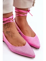 Dámské baleríny s kamínky zdobené růžové model 21629418 - Boto