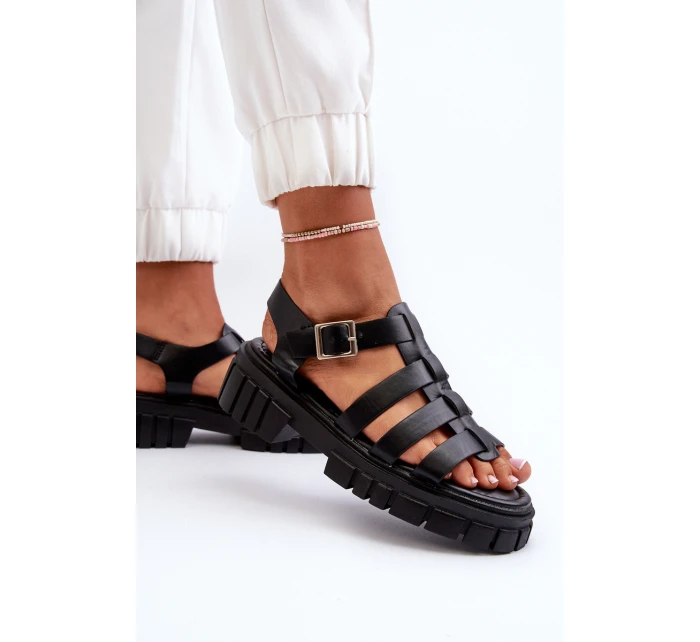 Sandały Rzymianki Damskie Czarne Rosarose