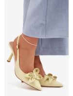 Dámské sandály na podpatku s mašlí Žluté Jonera