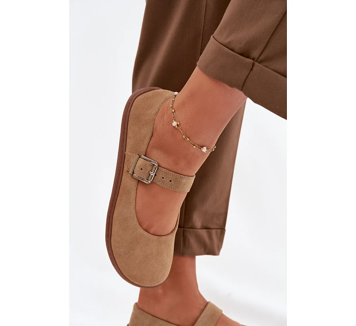 Baleríny Barefoot z přírodního semiše model 22069732 béžové - Zazoo