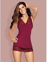 Elegantná košieľka Miamor chemise burgundy - Obsessive Elegantná košieľka Miamor chemise burgundy - Obsessive