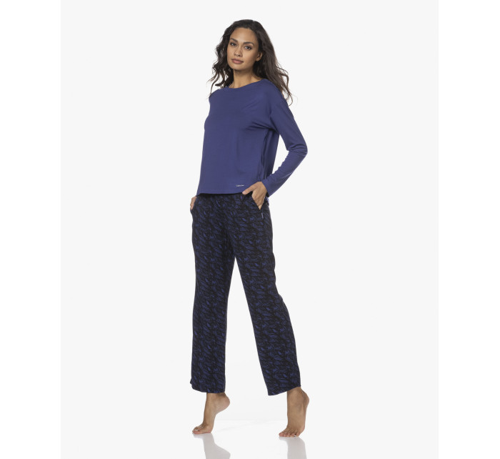 Dámske pyžamové nohavice QS6028E VFR - modročierna - Calvin Klein