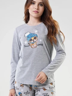 Dámské pyžamo dlouhé Tygřík šedé - Vienetta