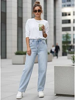 Dámske baggy fit voľné modré džínsy FashionStreet UY2925