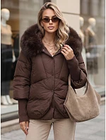 Dámska zimná bunda s kožušinou a kapucňou, hnedá, FashionStreet TY5890 Dámska zimná bunda s kožušinou a kapucňou, hnedá, FashionStreet TY5890