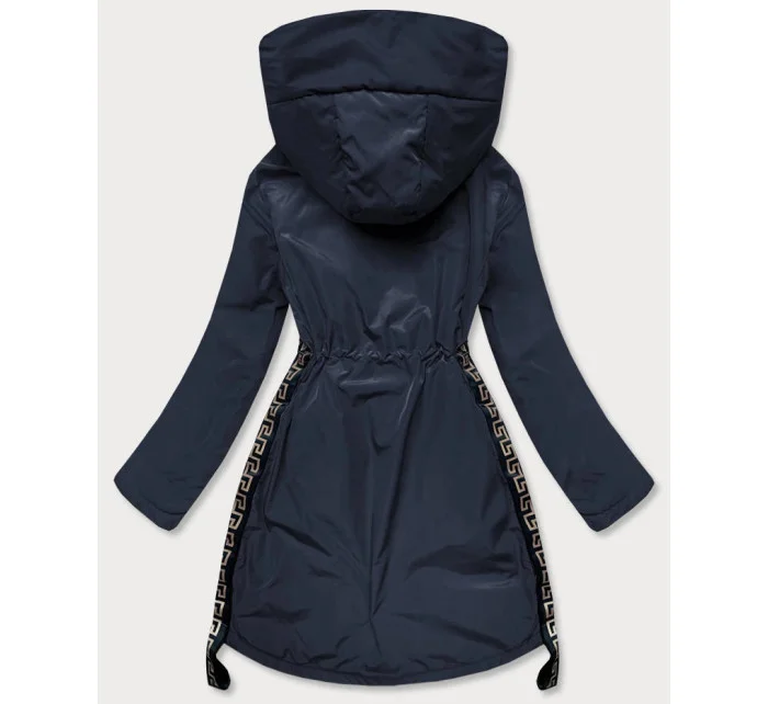 Tmavomodrá ľahká bunda parka s ozdobnými lampasmi (HS-1856)