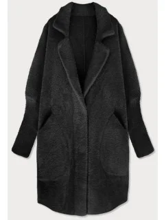 Dlouhý černý vlněný přehoz přes oblečení typu "alpaka" model 21472289 - MADE IN ITALY