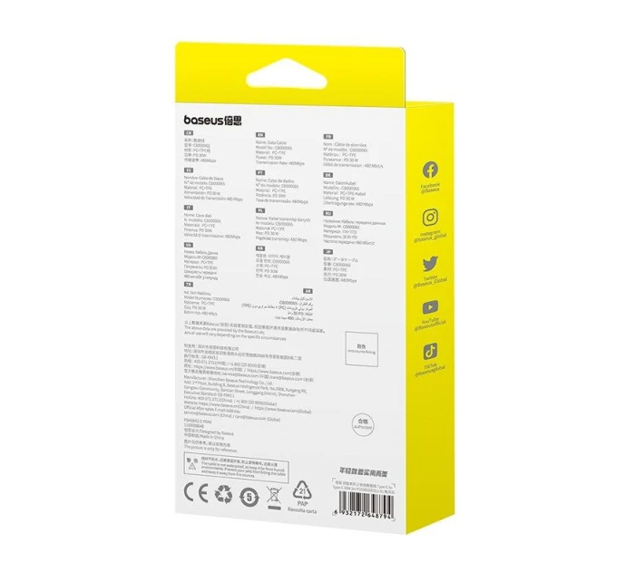 Kábel Baseus Superior typu C-Type C 30W 2m (biely)