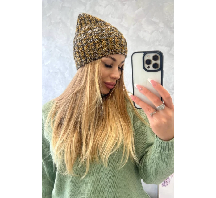 Veselá fleecová čiapka K225 black+mustard