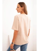 Dámska bavlnená blúzka s potlačou Minimal beige Dámska bavlnená blúzka s potlačou Minimal beige