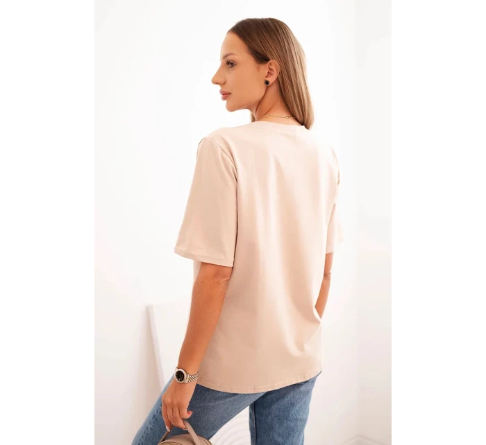 Dámska bavlnená blúzka s potlačou Minimal beige Dámska bavlnená blúzka s potlačou Minimal beige