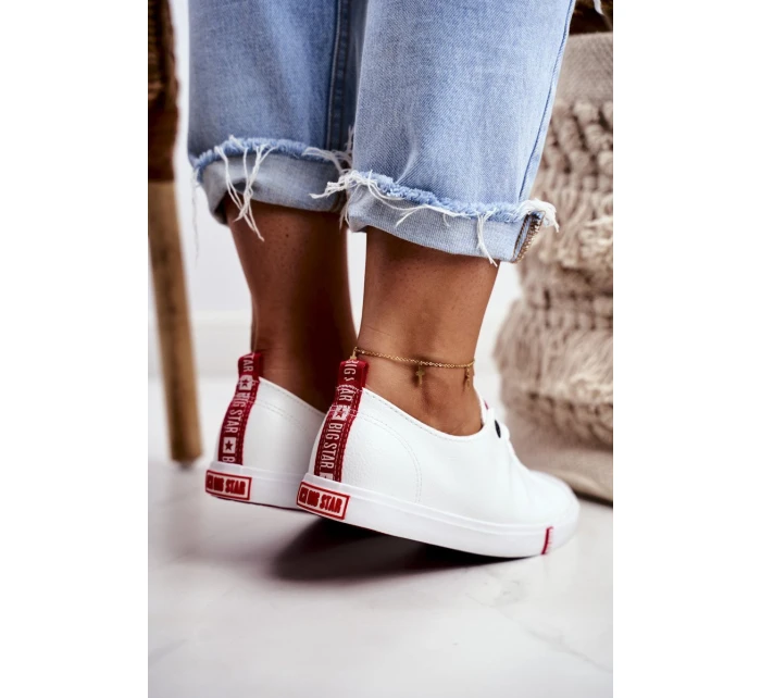 Damskie Skórzane Trampki Big Star GG274005 Biało-Czerwone