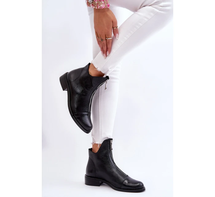 Kožené kozačky na zip Nicole model 21612117 Černá - Zazoo