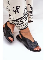 Lesklé Dámské Sandály S Dekorací Plné Černé model 21686853 - Boto