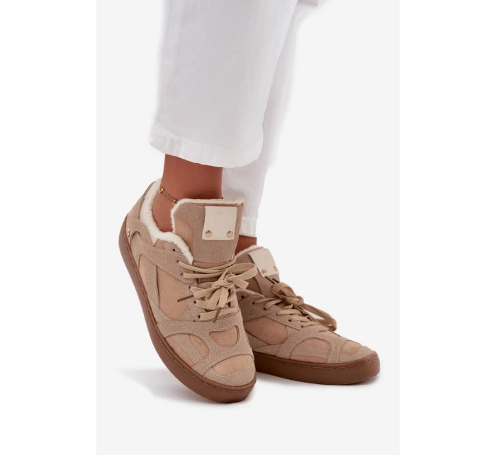 Dámské tenisky na platformě s s kožešinou béžové model 21707254 - Boto Dámské tenisky na platformě s s kožešinou béžové model 21707254 - Boto