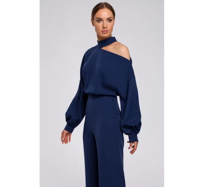 M528 Kombinéza s biskupskými rukávmi - tmavo modrá