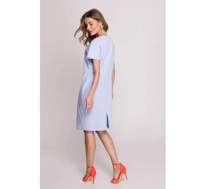 S392 Šaty voľného strihu s výstrihom do V - svetlomodré S392 Šaty voľného strihu s výstrihom do V - svetlomodré