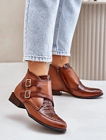 Dámske kožené členkové topánky 06696-02 model 202112 Brown - Maciejka