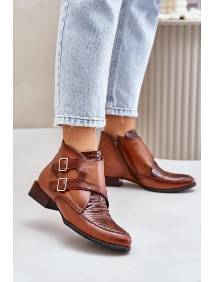 Dámske kožené členkové topánky 06696-02 model 202112 Brown - Maciejka