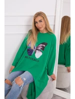 Oversize halenka s potiskem světle zelená Oversize halenka s potiskem světle zelená