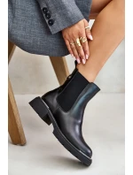 Skórzane Botki Sztyblety Na Zamek GOE OO2N4147-E2 Czarne