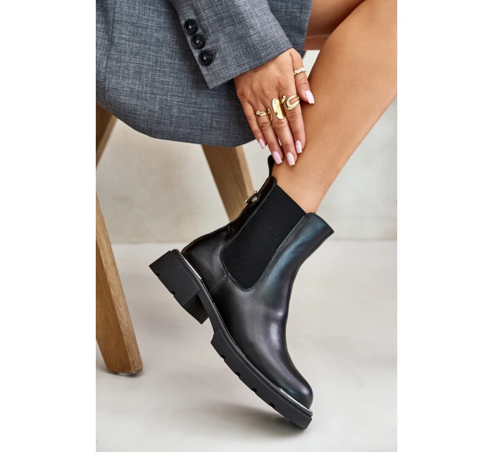 Skórzane Botki Sztyblety Na Zamek GOE OO2N4147-E2 Czarne