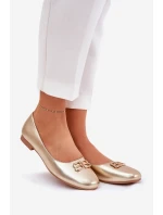 Elegantní Dámské Baletky S Dekorací model 21690098 Zlaté - VINCEZA