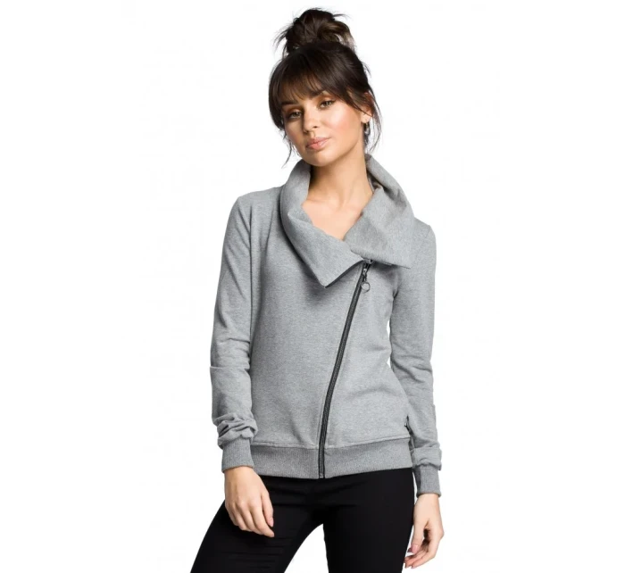 model 15097749 Mikina na zip ecru barva - BeWear