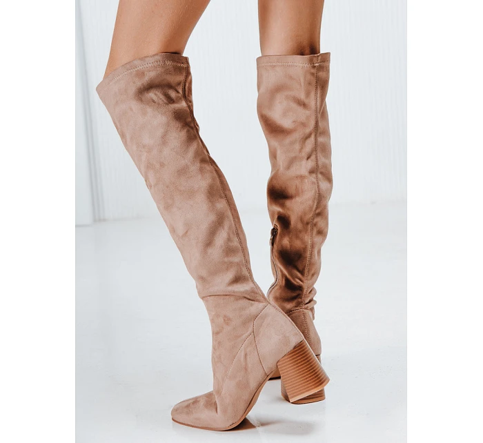 Dámské kozačky  béžové FashionStreet model 22103339 - SWEET SHOES