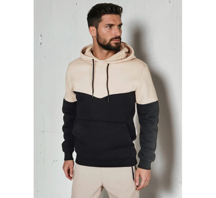 Pánska základná mikina s kapucňou béžová FashionStreet BX5880